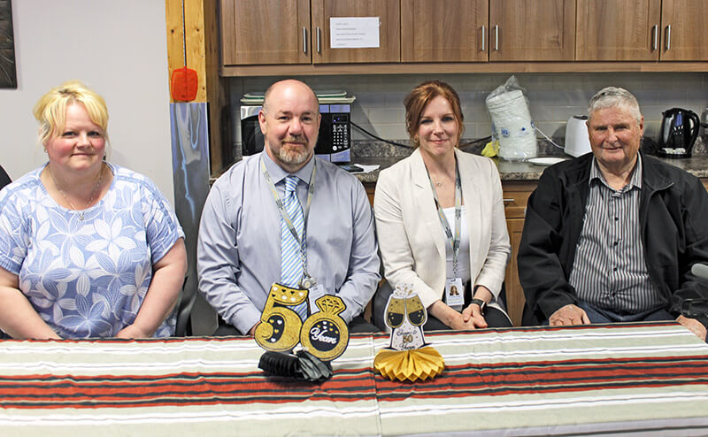:  Jackie Plawicki, Grandview PCH Activities/Recreation Coordinator, Aaron Miner, Manager Health Services Grandview PCH, Treena Slate, PMH CEO and Lyle Morran, Mayor, Municipality of Grandview.