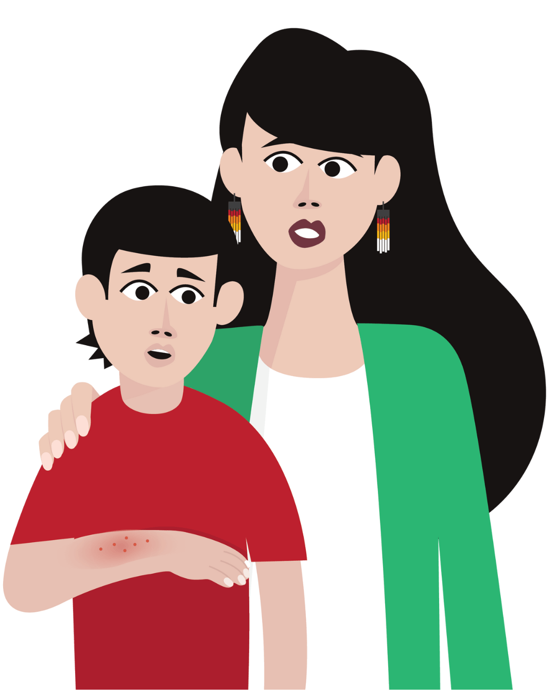 Animated image of a woman and child