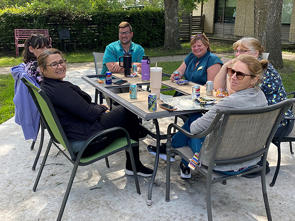 People enjoying a BBQ
